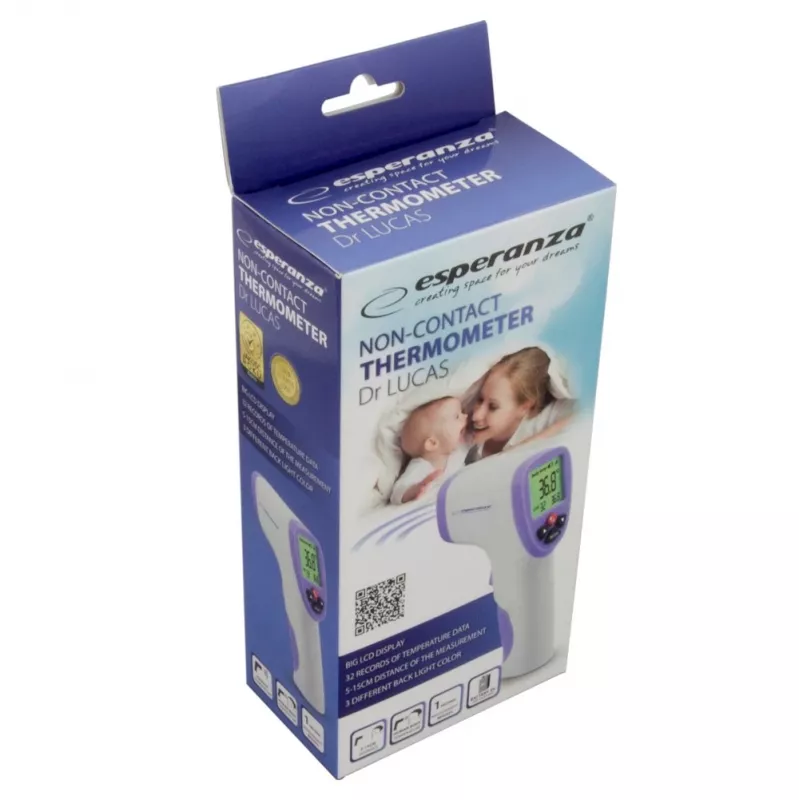 Esperanza ECT002 digitale lichaamsthermometer afstandsthermometer lila, wit oor, voorhoofd, mond, rectaal, onder de arm knoppen