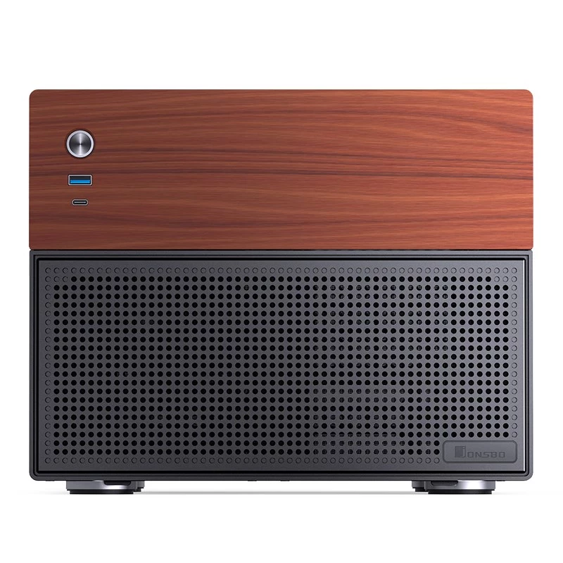 Jonsbo N4 microtower behuizing zwart robuust staal compacte PC-behuizing