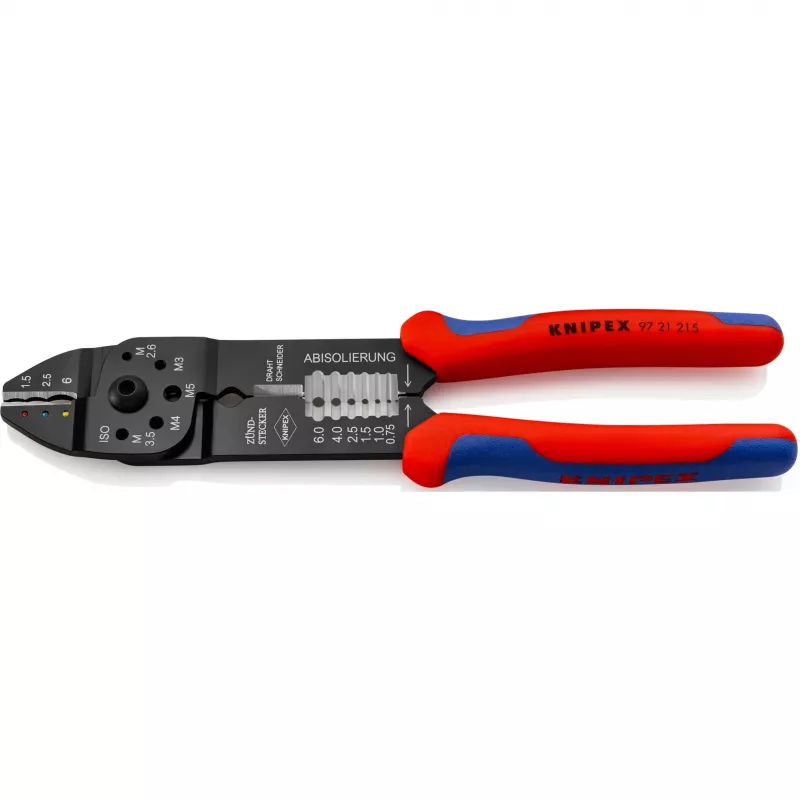Knipex 97 21 215 kabelkrimptang krimpgereedschap zwart, blauw, rood