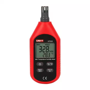 Mini temperatuur- en vochtigheidsmeter UT333 — draagbare thermo-hygrometer voor temperatuur- en relatieve vochtigheidsmeting