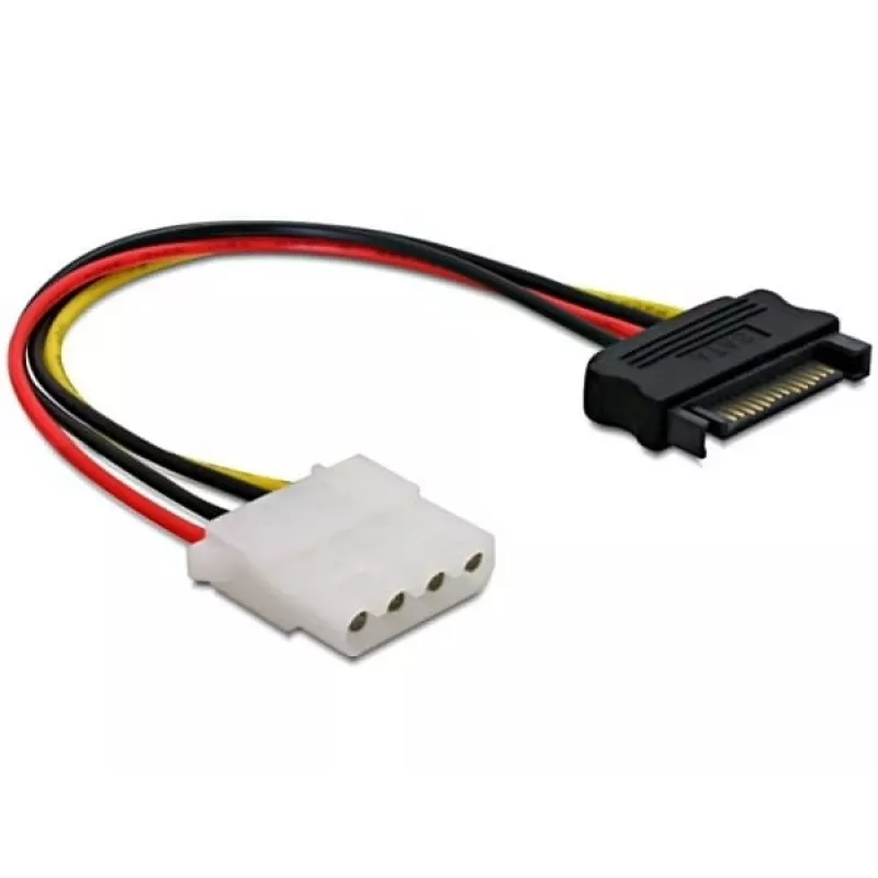 Delock 60115 voedingskabel SATA 15-pins male naar Molex 4-pins female, 0,12 m
