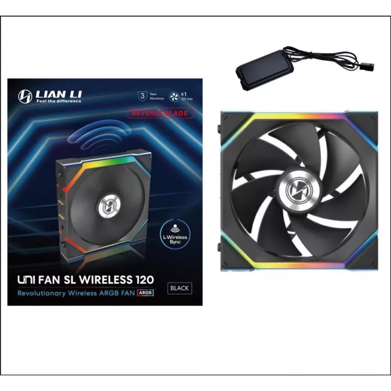 Lian Li UNI FAN SL Wireless 120 12RSL1W1B ARGB PWM behuizingsventilator, Reverse Blade, 120 mm, zwart