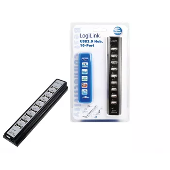 LogiLink UA0096 USB-hub 480 Mbit/s zwart