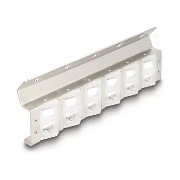 Keystone-houder, 12-poorts, kantelbaar, voor 10-inch en 19-inch rack-/wandmontage, DELOCK 67040, metaal/kunststof, zilver, 77 × 222 × 27 mm