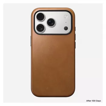 Telefoonhoesje Nomad Modern Leather Case voor iPhone 17 Pro, 16 cm (6,3 inch), tan, leer & PC/TPU