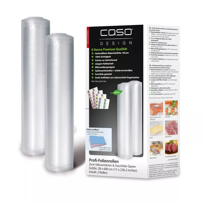 Caso | Folierollen | 01223 | 2 stuks | Afmetingen (b x l) 28 x 600 cm | Ribbelstructuur