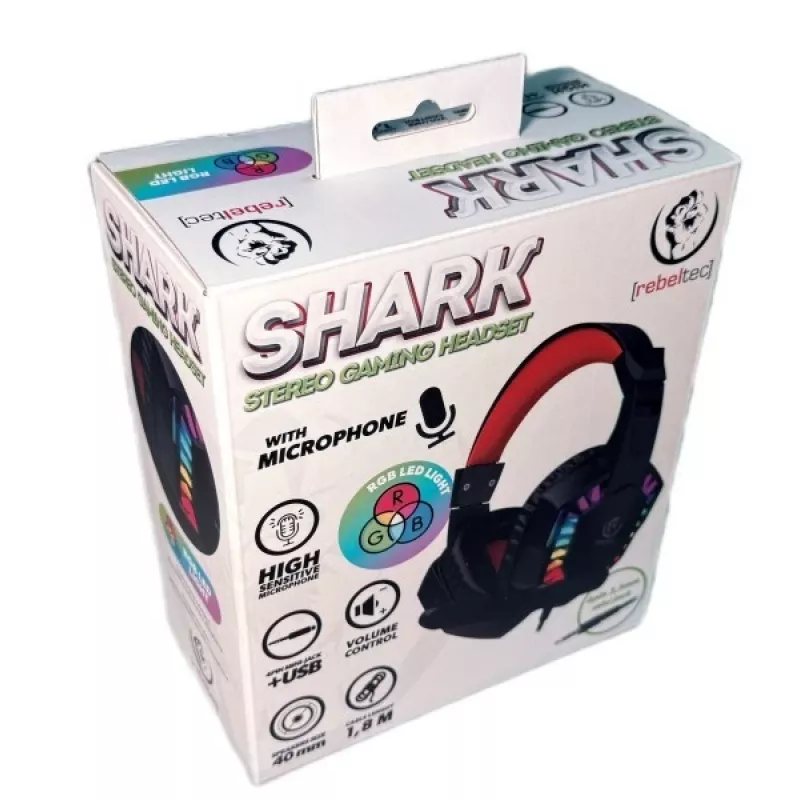 Rebeltec stereokoptelefoon met microfoon SHARK — bedraad on-ear-ontwerp