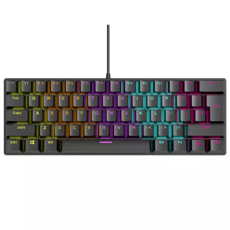 Mechanisch toetsenbord RAMPAGE PLOWER K60 met blue-switches en RGB-achtergrondverlichting