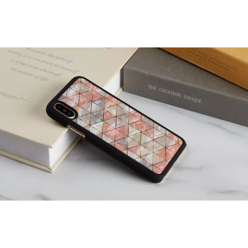 Beschermhoesje iKins voor iPhone XS / iPhone X, ruitpatroon, zwart