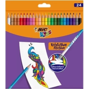 BIC Kids Evolution Illusion uitwisbare kleurpotloden 24 kleuren