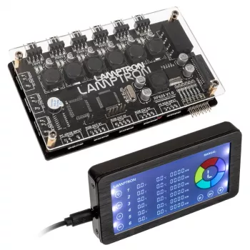 Ventilator- en ARGB-controller Lamptron LAMP-RF625B, zwart – draadloze bediening voor PC-ventilatoren en RGB-LED's