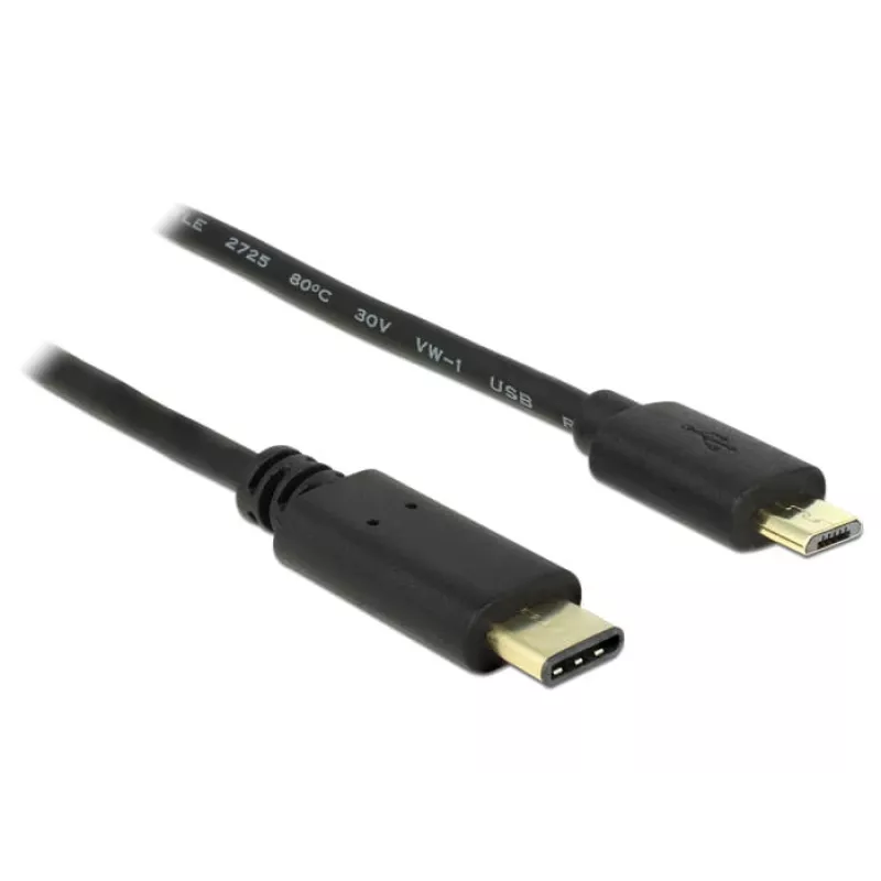 USB-kabel DeLOCK 2m USB2.0-C USB2.0 Micro-B zwart