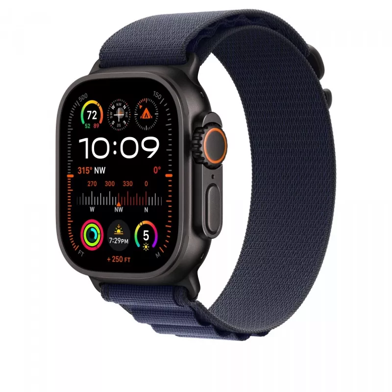 Apple 49 mm Navy Alpine Loop - klein - zwart titanium afwerking