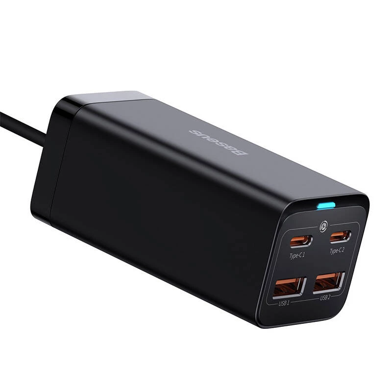 Baseus GaN3 Pro CCGP000101 bureaulader 100 W, 2x USB-C + 2x USB-A, PD 3.0, QC 4.0+, 1,5 m kabel, zwart