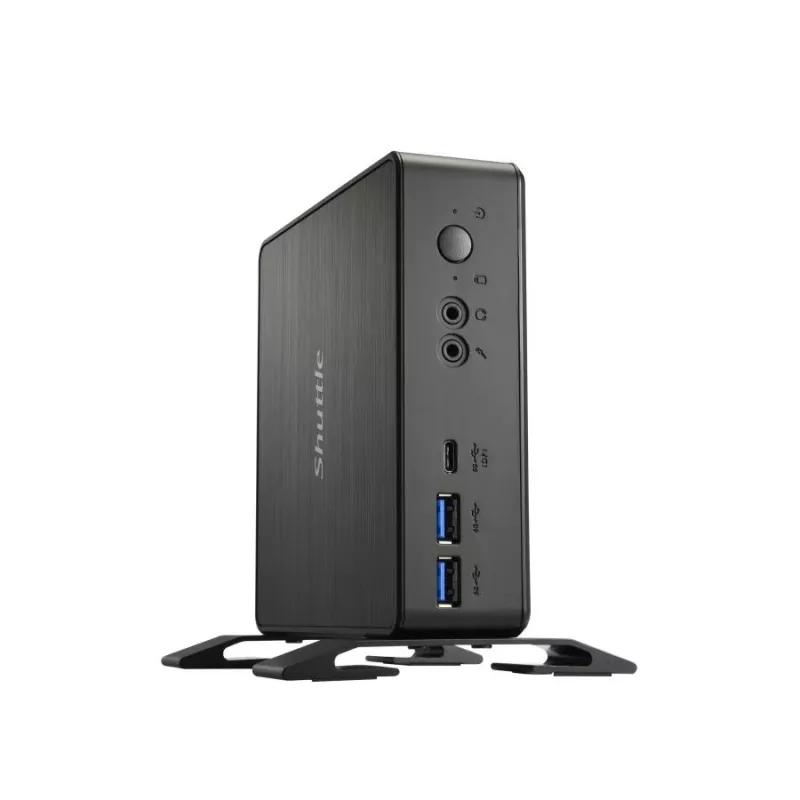 Shuttle XPC Nano PC NC40U, Intel Celeron 7305U, 1x HDMI, 1x DP, 1x USB-C/DP, 6x USB3.2, 1x 2,5-inch-insteekslot, 2x M.2, 1x LAN, RAID, 24/7 continu gebruik, incl. VESA & standvoet