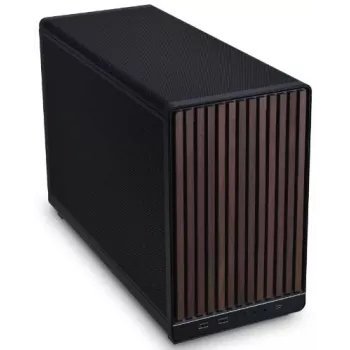PC-behuizing Lian Li A3-mATX micro tower — Micro-ITX/Micro-ATX, Wood & zwart, ondersteunt ATX/SFX/SFX-L-voedingen