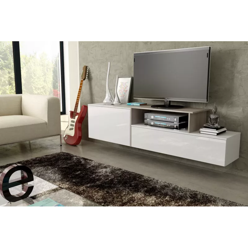 Cama TV-kast SIGMA 3 180 wit/wit glanzend + Sonoma-eiken