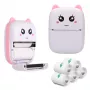 Thermische bonprinter Extralink EPP-001 met 5 rollen zelfklevend thermopapier, roze