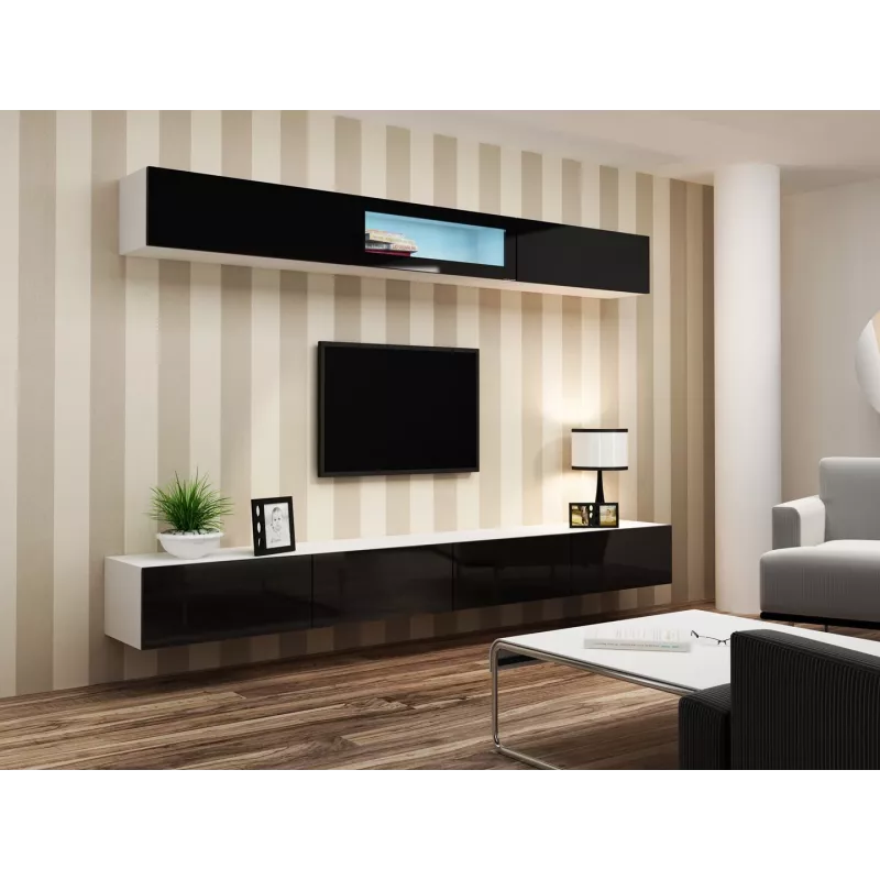 Cama woonkamerkastenset VIGO 12 wit/zwart hoogglans