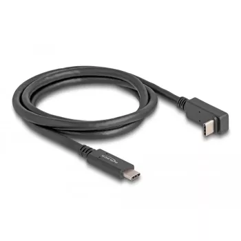 Delock - USB-kabel - 24-pins USB-C (M) naar 24-pins USB-C (M) haaks - USB 3.2 Gen 2 - 3 A - 1,0 m - USB Power Delivery (60 W), ondersteunt 4K 144 Hz (3840 x 2160), tot 10 Gbit/s