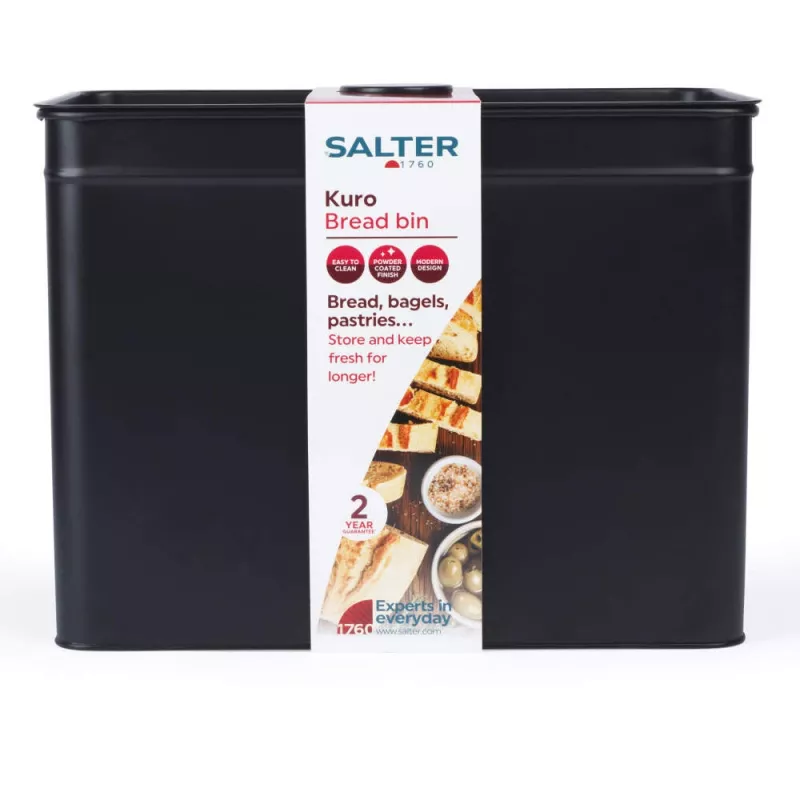 Broodtrommel Salter BW124581EU7 Kuro-staaldesign – opbergbox van roestvrij staal voor brood en bakwaren