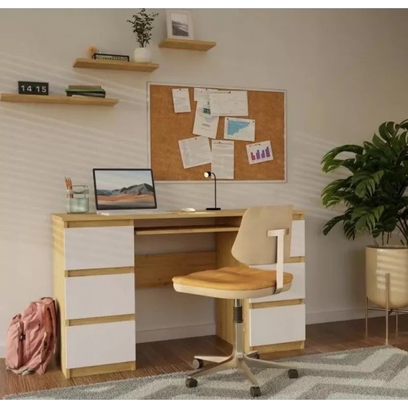 KUBA bureau Artisan-eiken/wit set
