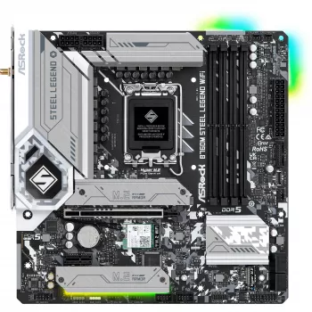 Moederbord ASRock B760M Steel Legend WiFi — Intel B760, LGA 1700, micro ATX, DDR5, 4 DIMM, 128GB, Wi‑Fi 6E, 2.5Gb LAN