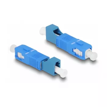 DeLOCK hybride lichtgolfkoppeling SC simplex stekker naar LC simplex bus blauw