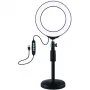 LED-ringlamp 16 cm met statief tot 33 cm, USB, RGBW
