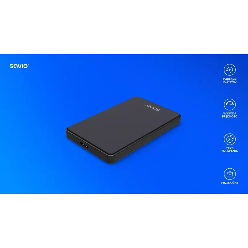 Harddisk-/SSD-behuizing SAVIO AK-65 zwart 2,5 inch SATA USB 3.0 5 Gbit/s Micro-USB