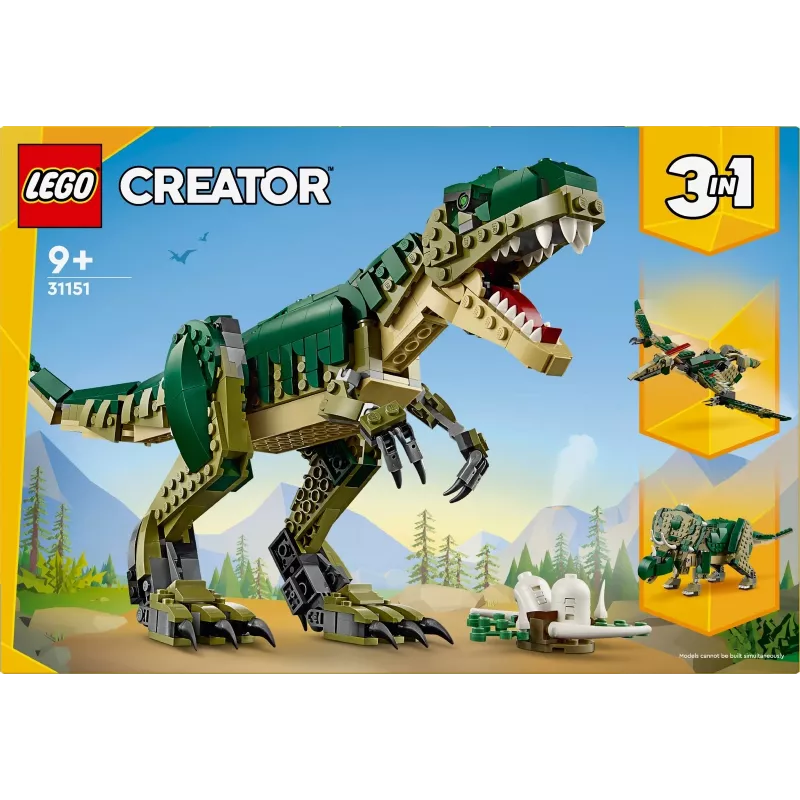 Constructiespeelgoed LEGO Creator 3-in-1 T.Rex bouwpakket, 626 onderdelen, 150 mm hoogte, leeftijd 9+