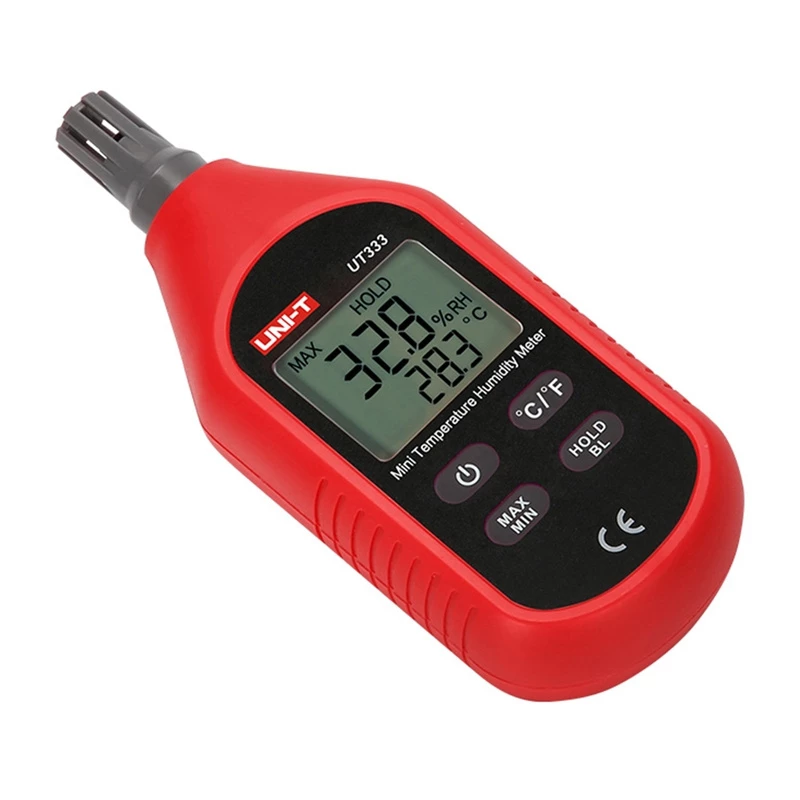 Mini temperatuur- en vochtigheidsmeter UT333 — draagbare thermo-hygrometer voor temperatuur- en relatieve vochtigheidsmeting