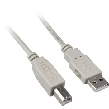 USB 2.0-kabel, USB-A stekker > USB-B stekker (grijs, 0,5 meter)