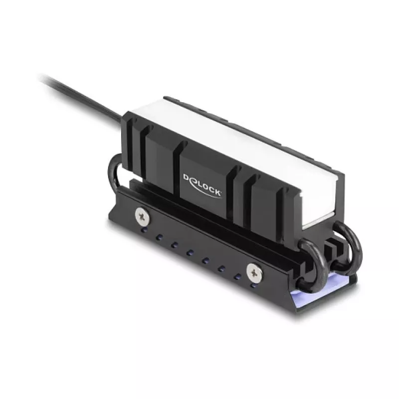 Koellichaam DELOCK 18460 voor M.2 SSD 2280 — aluminium/koper, RGB 5V, zwart
