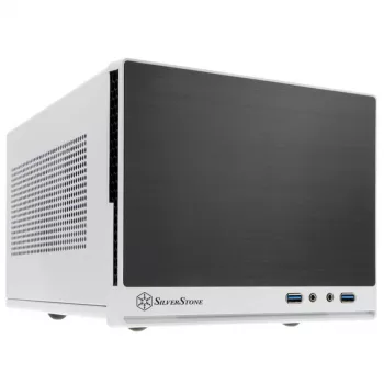 SilverStone SUGO SG13 - desktop - Mini-DTX - zonder voeding (AT / PS/2) - zwart, wit - USB/audio (SST-SG13WB-Q)