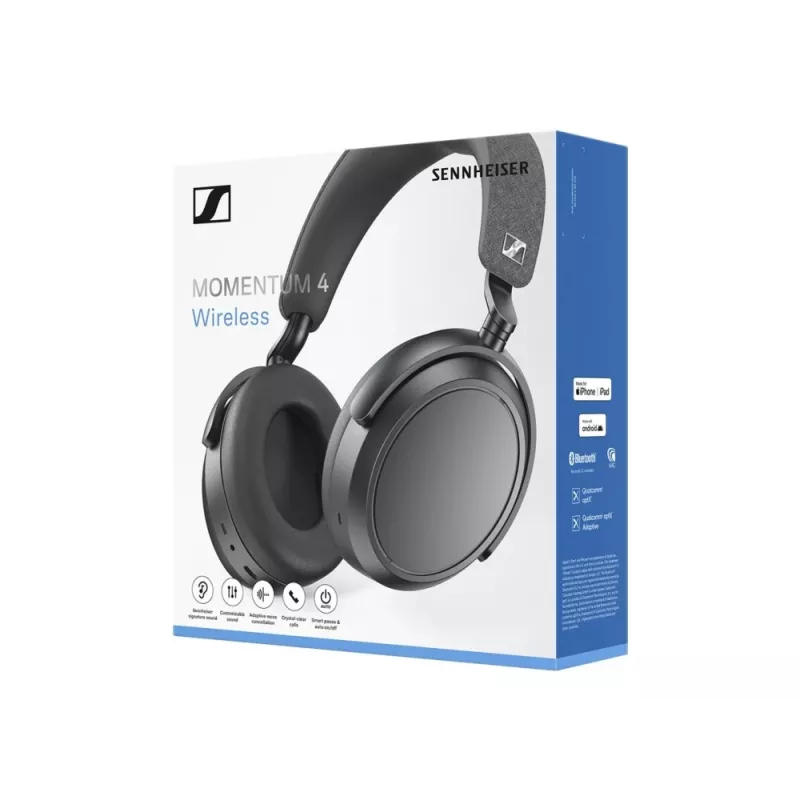 SENNHEISER Momentum 4 draadloze Bluetooth noise-cancelling-koptelefoon - zwart