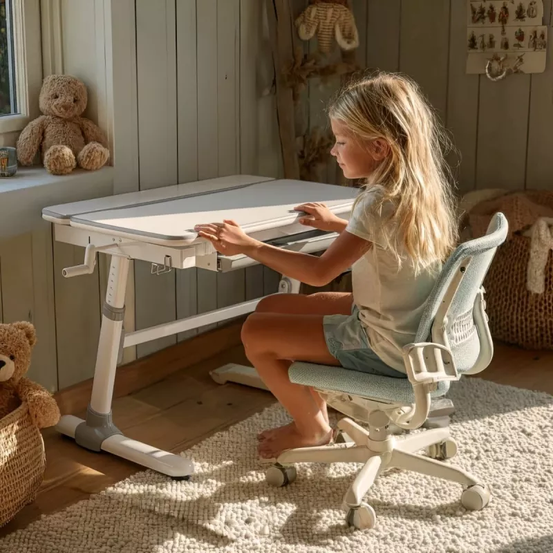 Ergo Office kinderbureau ergonomisch in hoogte verstelbaar, grijs, max. 100 kg, ER-417 2cz