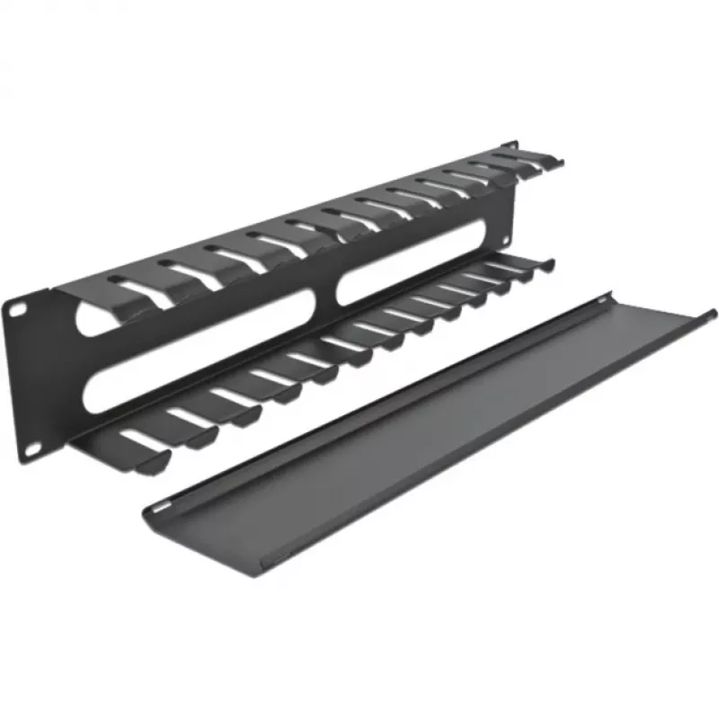 DeLOCK - Kabelgeleidingsplaat voor schakelkast - zwart - 2U - 48,3 cm (19) (66553)