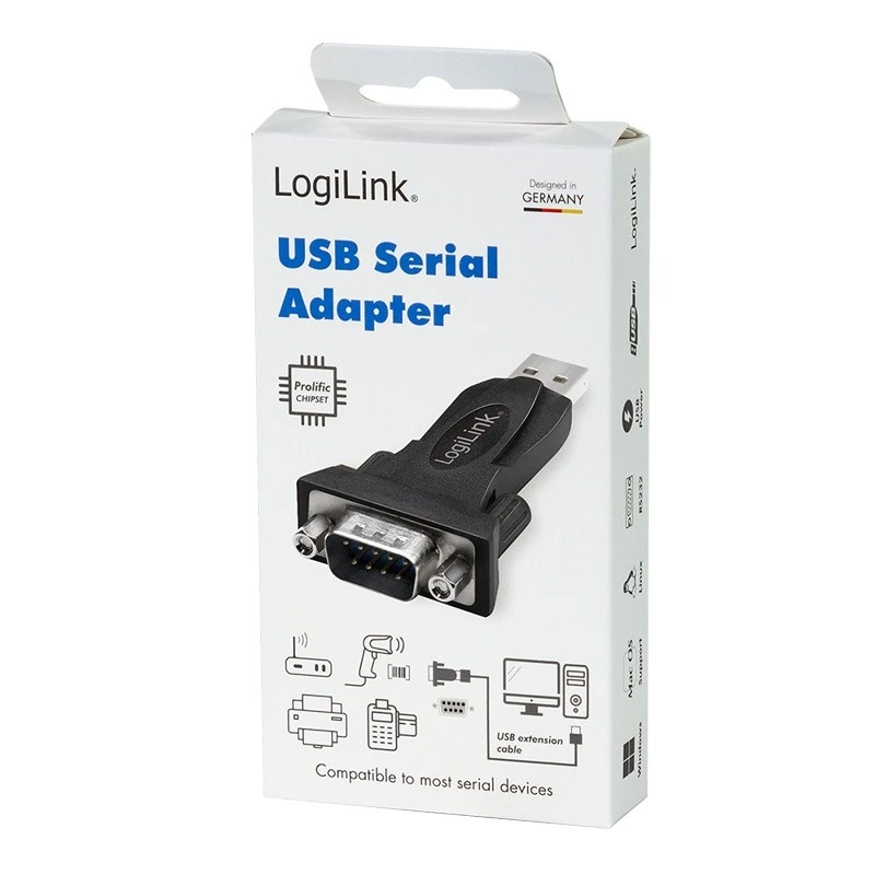 LogiLink AU0002F RS-232 USB 2.0 adapter stekker zwart