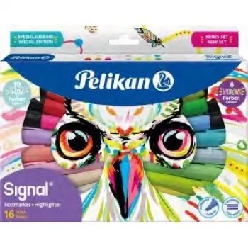 Marker Pelikan 825078 16 stuks beitelpunt multicolor