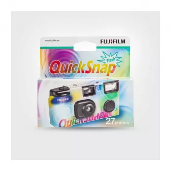 Wegwerpcamera Fujifilm Quicksnap Flash — 135 mm (32 mm brandpuntsafstand), 1/100 s sluiter, ingebouwde flitser, zwart