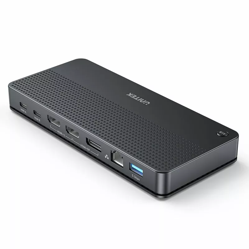 Dockingstation UNITEK D1103A01 USB4 bekabeld zwart 100W Power Delivery