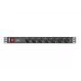 Lanberg | stroomverdeeleenheid (PDU) 19 inch 1U 10A 2M 7x Schuko-stopcontacten | PDU-07F-0200-IEC-BK