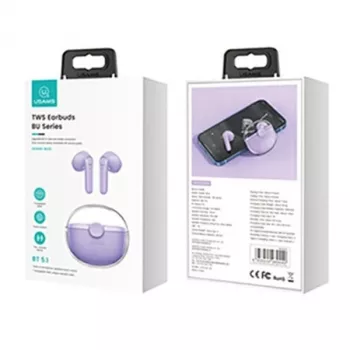 (paars, Bluetooth Headphone 5.1) USAMS Bluetooth Headphone 5.1 draadloze TWS-oordopjes touchbediening waterdichte sportheadsets ruisonderdrukking