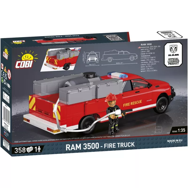 Bouwbaar constructiespeelgoed Cobi RAM 3500 brandweerwagen COBI-24612 2-in-1 modelset