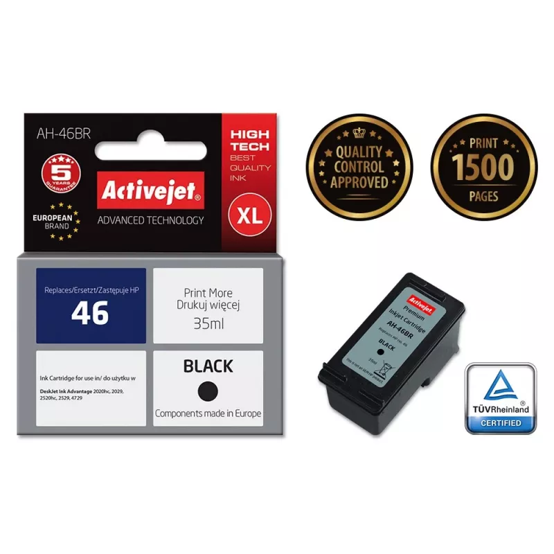 Activejet AH-46BR inkt (vervanging voor HP 46 CZ637AE; Premium; 35 ml; zwart)