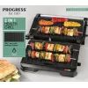 Elektrische 2-in-1 gezondheidsgrill Progress EK5854PVDE met antiaanbakplaten en instelbare temperatuur