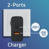 Qoltec 52381 Super Quick PD-oplader | 1xUSB-C | 1xUSB | 90W | 5-20V | 2,4-4,35A | zwart