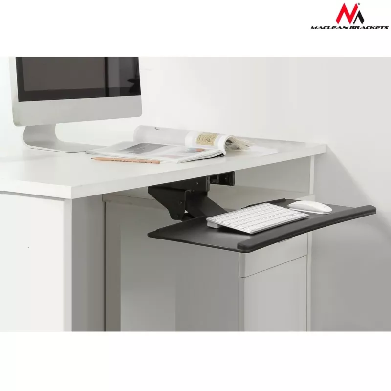 Maclean MC-757 toetsenbordlade onder het bureau, staal, max. 2 kg, zwart