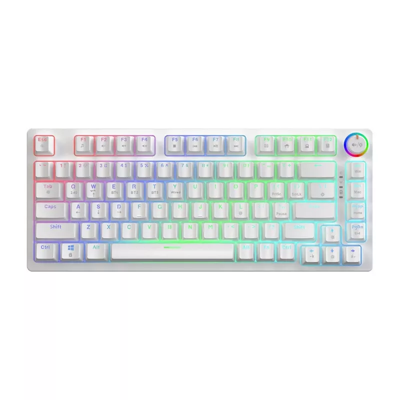 SAVIO PHENIX WHITE draadloos mechanisch toetsenbord, Gateron Red Pro, ABS